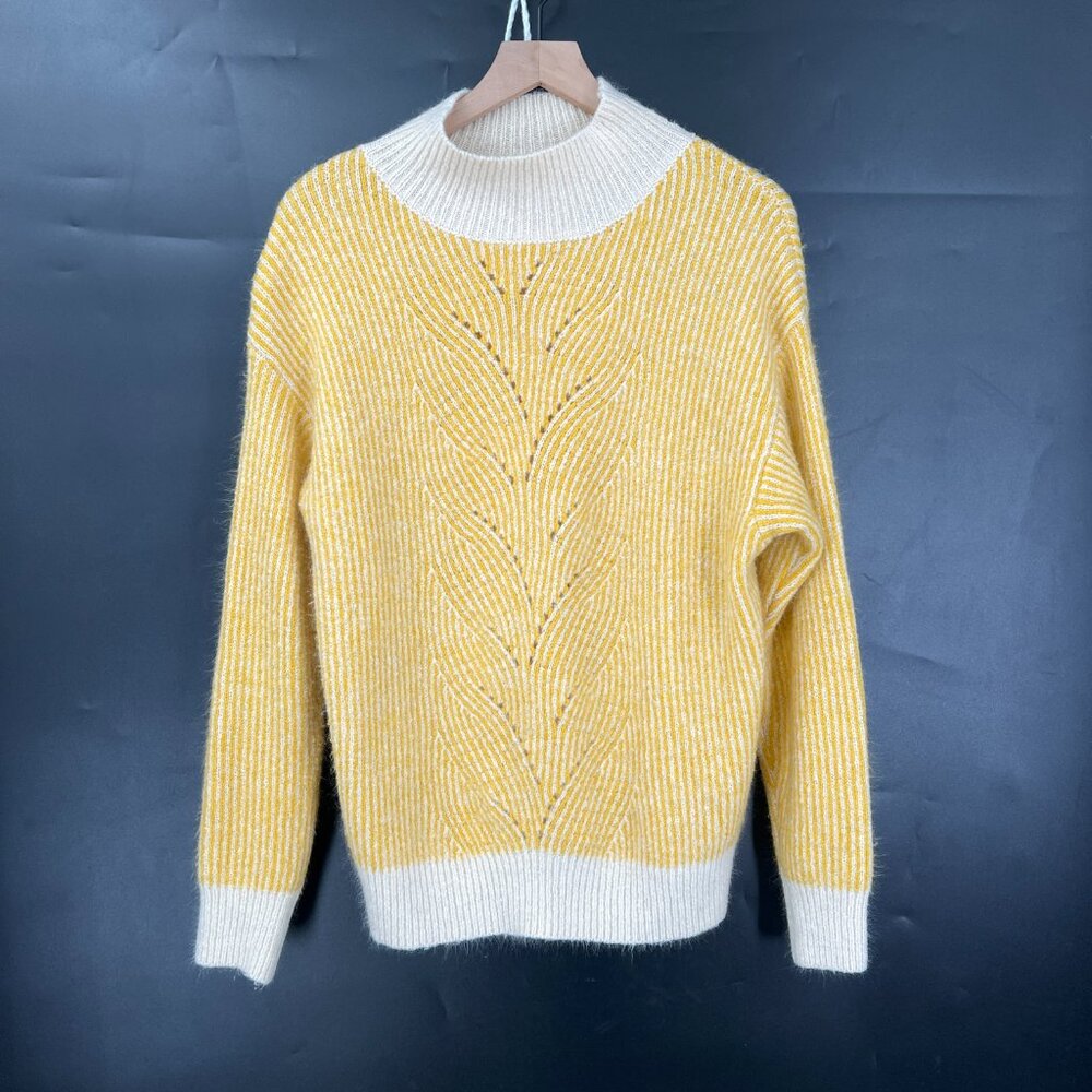 FRNCH mockneck butter yellow oversized sweater coastal grandma knit cozy S M - Picture 2 of 10